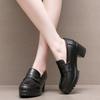 6cm Small Size 32-43 Vintage Cowhide Leather Loafers Women Platform Pumps 2025 Block Med Heels Shoes for Office Mom Work Daily