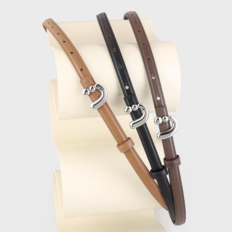 Leather Women'S Belt Premium Sense Doudou Buckle Decorated Jeans Belt Women