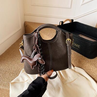 Retro Handbag, Casual Large-capacity Single-shoulder Crossbody Bag, Bucket Bag
