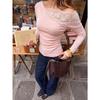 Women S French Lace Off Shoulder Long Sleeve Slim Fit T Shirt