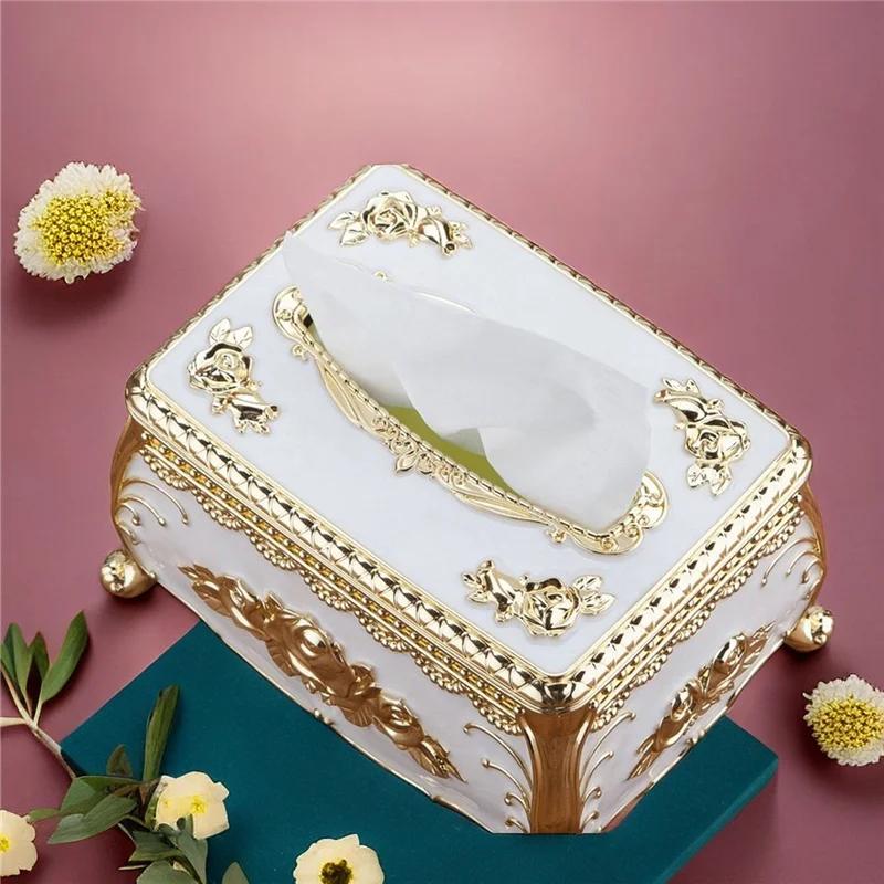 Luxury European Rose Tissue Box Set,tissue Storage Rack Bracket,suitable for Bedrooms,offices,bathrooms,homes,travel,restaurants