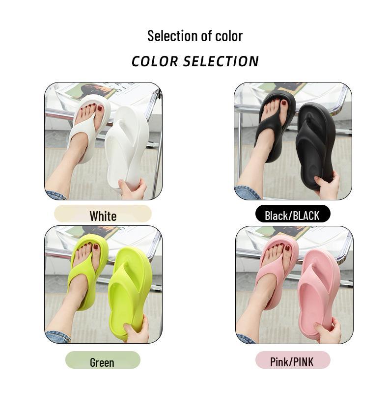 Hao Li Jia Women's Summer Thick Sole Height-Boosting Non-Slip Odor-Resistant EVA Flip Flops