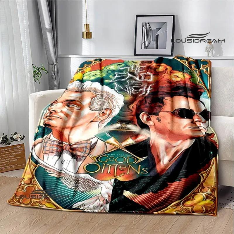 Good Omens Movie Print Blanket Kids Warm Nice Flannel Soft Comfortable Home Travel Blanket Bed Blanket Birthday Gift
