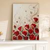 Plastic Pearl Painting Craft Set Faux Pearls Pre-Printed Canvas Set Rose Designs DIY Pearl Painting Kit for Wall Decor Gift Idea