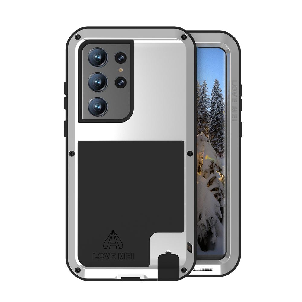 

Чохол для Samsung Galaxy S23 S22 Ultra S21 S20 FE S10 plus A54 A34 A53 A72 A51 A71 A50 A20 Metal Armor CoverMilitary Grade Протиударний силіконовий чохол iphone 14plus срібний