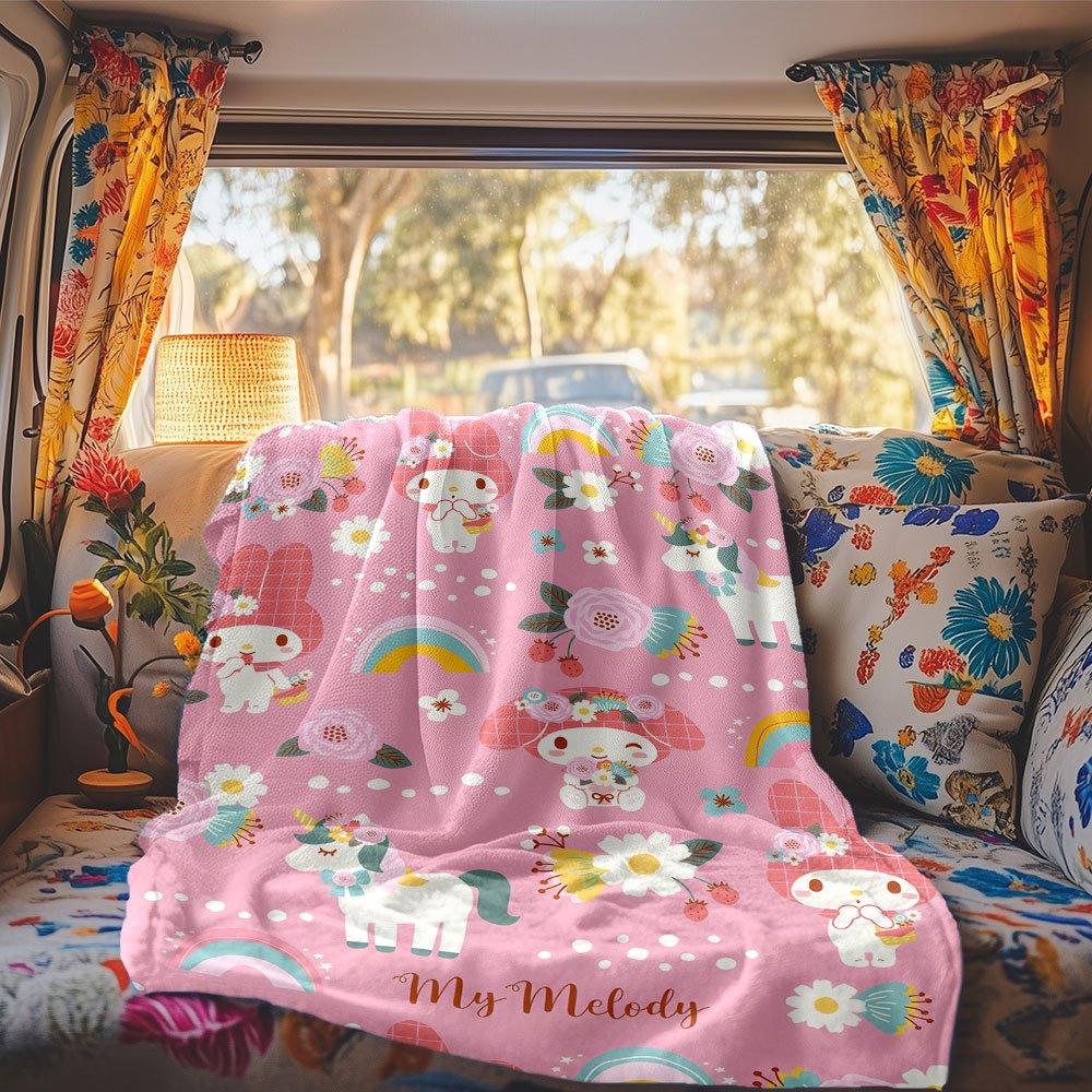 My Melody Rainbow Floral Rv Blanket Soft Cozy And Lightweight For Year Round Use Perfect For Travel Camping Picnics Sofa Rv Bed Living Room And Ideal