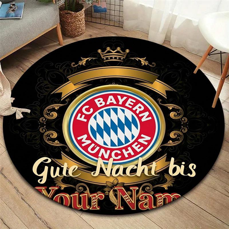 FC Bayern Munchen Custom Name Round Area Rug,Carpet Rug for Living Room Bedroom Sofa Playroom Decor,Non-slip Floor Mat