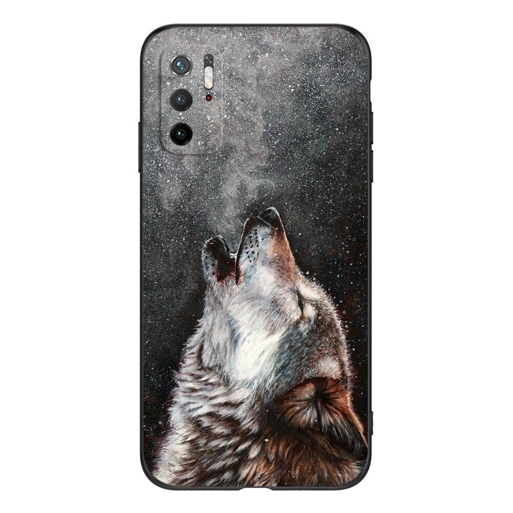 For Poco M3 Pro 5G Case 6.5" Xiaomi Redmi Note 10 5G Phone Back Cover Bumper POCOPHONE Black Tpu Case Lion Wolf Tiger Dragon