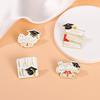 4 Styles Happy Graduation Season Theme Enamel Brooches Mortarboard Diploma I Did It Pattern Golden Pins For Student Badge Gift