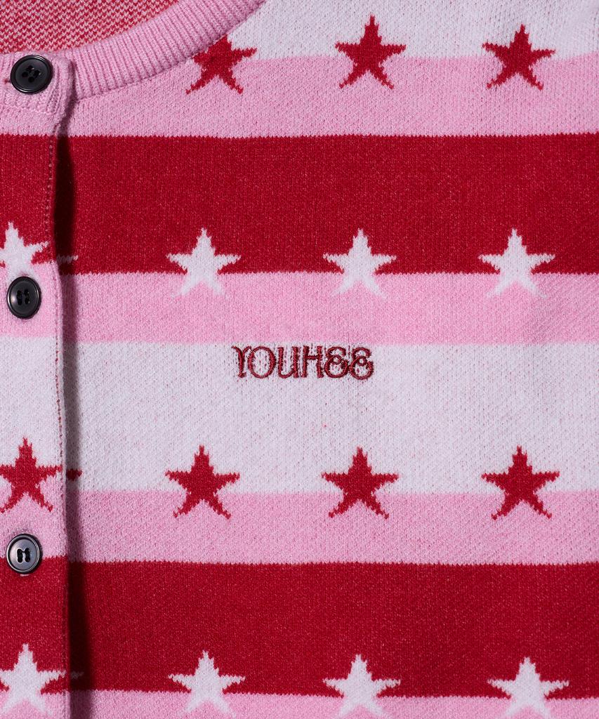 YOUHEE Star Stripe Cardigan Pink