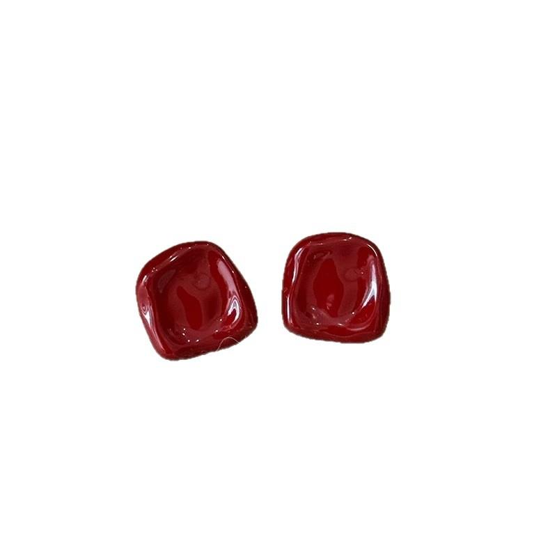 White Ankola Red Stud Earrings Women'S Retro Temperament High-End Earrings Light Luxury Design Earrings Factory Batch