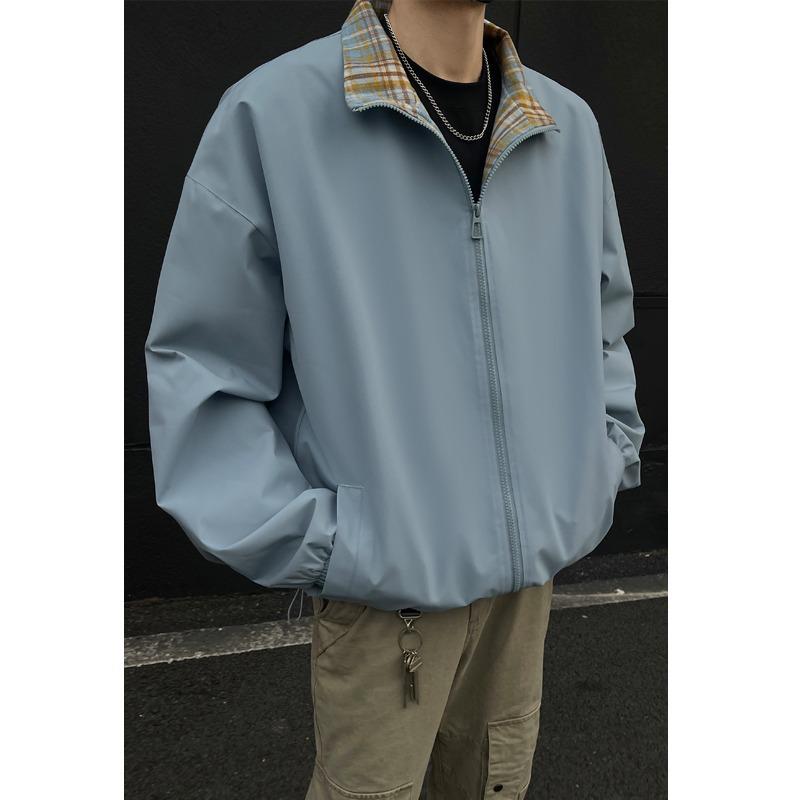 

Men s Plaid Lapel Jacket: Retro Oxford Cloth with Inner Pocket, Thickened for Spring and Autumn. XL