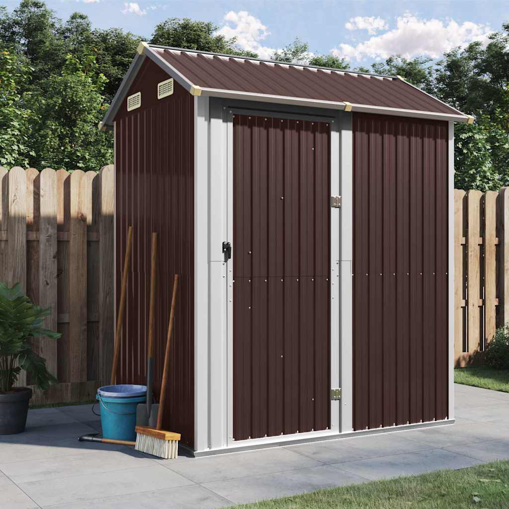 Vidaxl Garden Shed, Brown, 192X152.5X237 Cm, Galvanized Steel