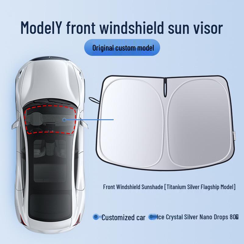 Tesla Model Y/3 Front Windshield Sunshade - Heat Insulation & Sun Protection.