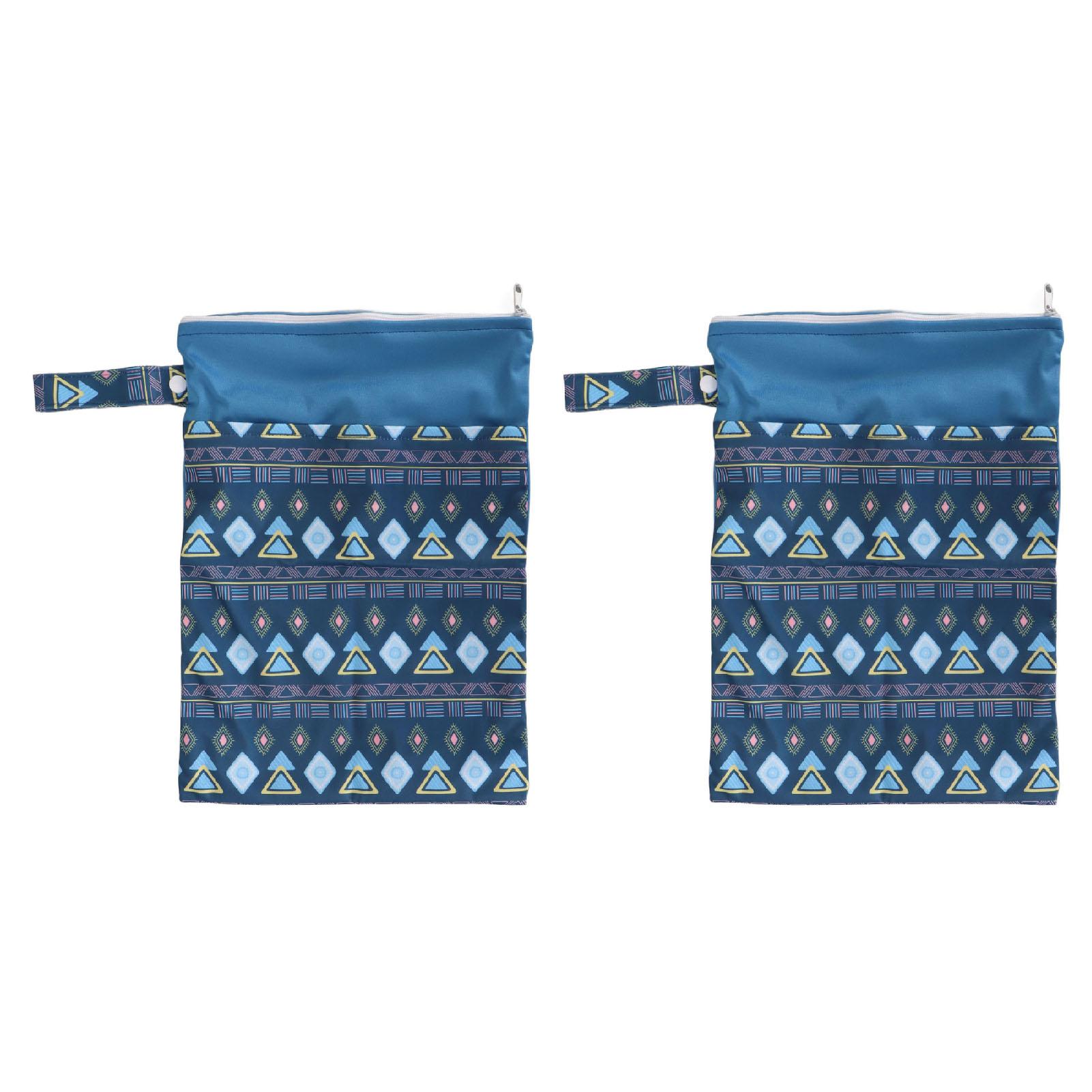 

2pcs Two Zippered Wet Dry Bags Snap Buttton Handle Leak Prevention Baby Cloth Diapers Bags 25 X 35cm G40