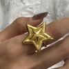 Yori Trendy Stainless Steel Pentagram Geometric Ring Necklace Prevent Allergy Simple 18K Gold PVD Plated Jewelry Bijoux Gift