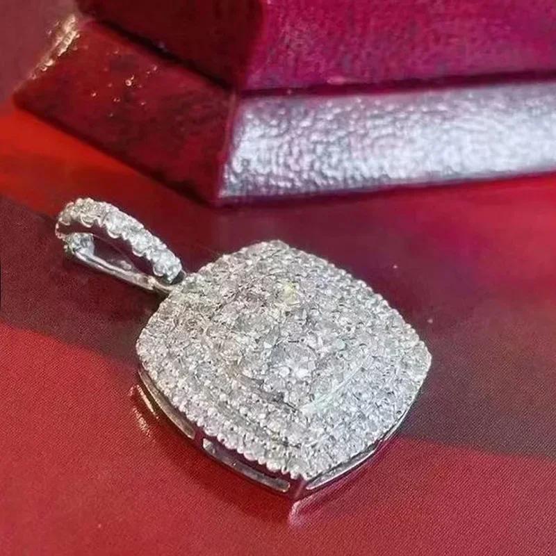 Full Bling Iced Out Pendant Necklace For Women Shiny Cubic Zirconia Delicate Female Engagement Wedding Trendy Jewelry