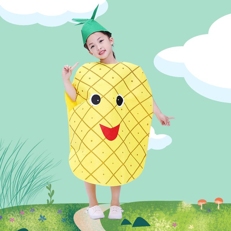 1Set Children Cosplay Fruit Veggie Costume Funny Holiday Party Cute Clothes Suit Children Performance Overclothes Stage Costume
