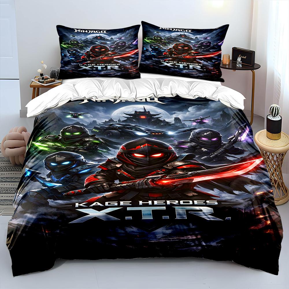 N Ninja Games Pattern Duvet Cover Set Digital Print Colorful Polyester Bedding With Zipper Closur For Kids Gifts