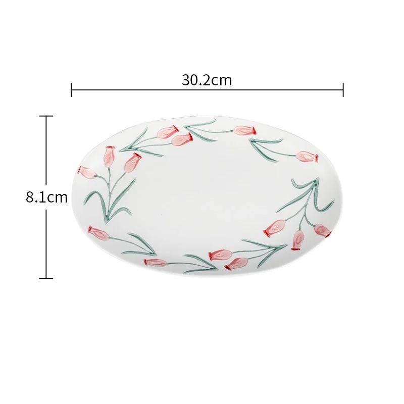 Retro Blumen Schwarz Weiß Keramik Teller High-End-Restaurant Köstliche Steak Platte Exquisite Home Reis Schalen Einzigartige Geschirr