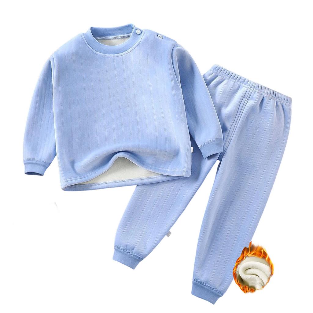 Children's  Fleece-Lined Thermal Underwear Set,  Seamless Clothes, Suitable For Medium And Large Children