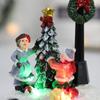 Sets Weihnachtsbaum drinnen und draußen Szene Dorfhäuser Dekoration