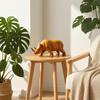 Wood Grain Rhino Statue Ebony Base Figure Realistic Rhinoceros Sculpture for Desktop, Shelf