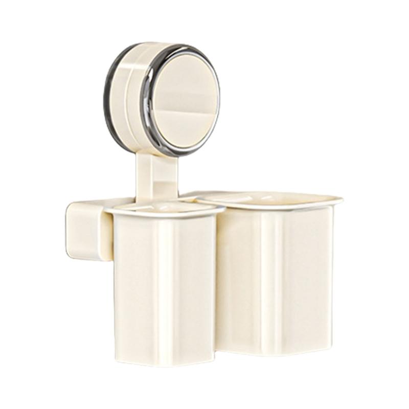 

Functional Toothbrush Holder Suction Cup Easy Install Toothbrush Rack Organizers For Renters And Students Seeking Order Small 2 cubes молочный белый