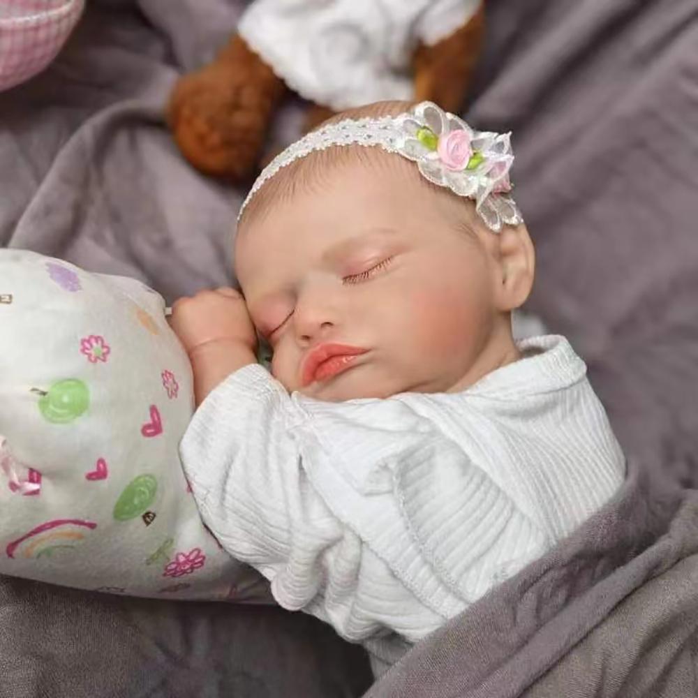 18 Zoll Reborn Babypuppe Silikon Vinyl Stoffkörperpuppe Fertig 3D Bemalte Haut Adern Kunstsammlungspuppe Geschenk Frühes Lernspielzeug