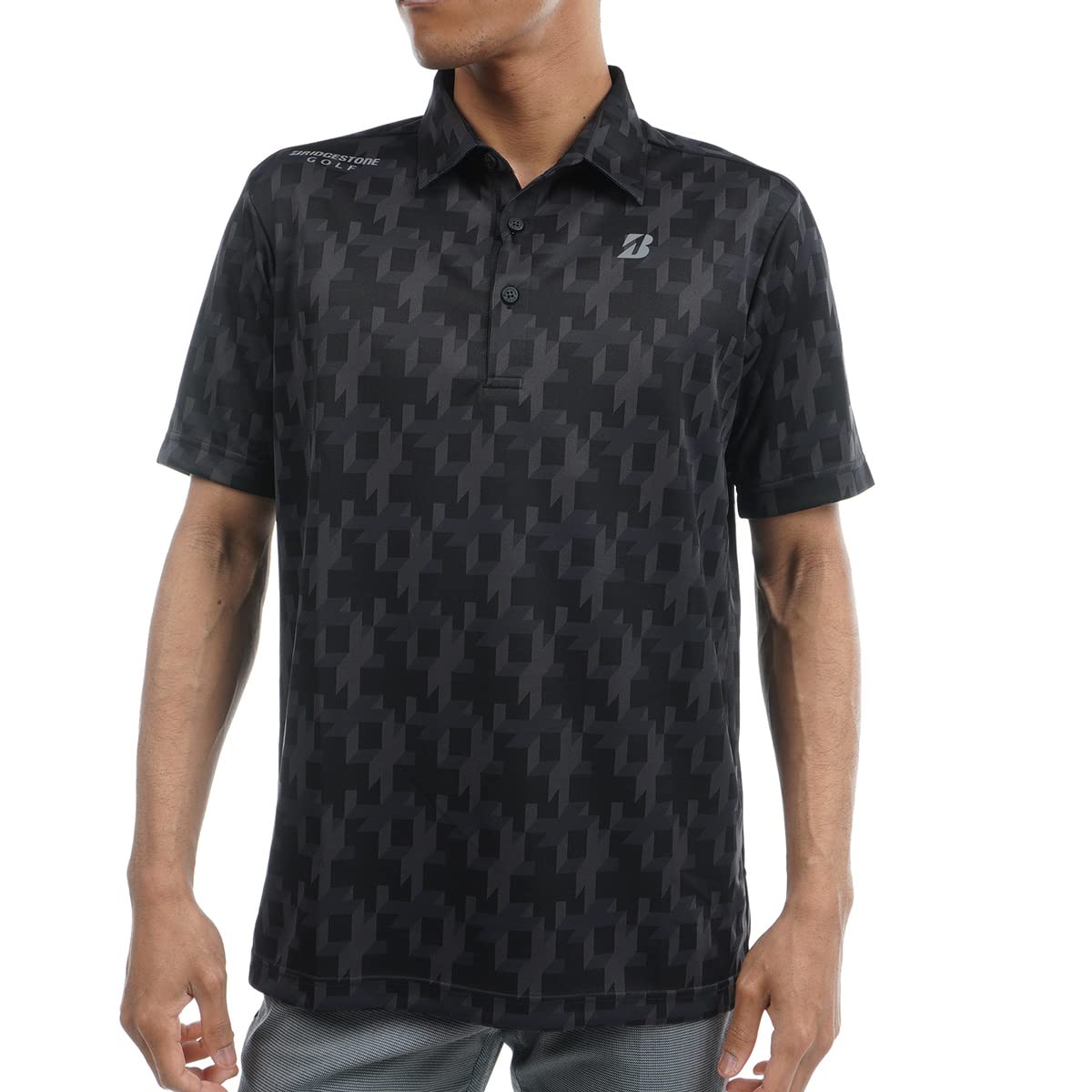 

Bridgestone Golf YGM08A Men s Short Sleeve Collared Golf Shirt, Black, Medium