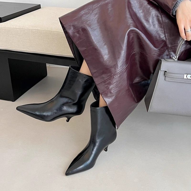 

Сердцеед! Европейский и американский темперамент короткие ботинки, большой обхват голенища, модные ботинки с широким голенищем, новые остроносые ботинки-кошечки и прямые ботинки i 43