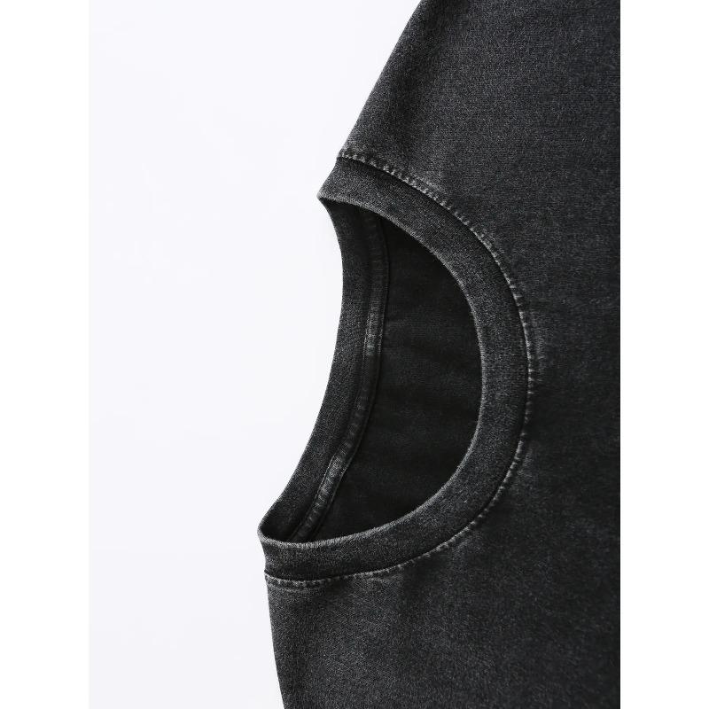 Europese maten Heren Casual Retro Gewassen Zwart T-shirt Korte Mouw met Monaco Raceauto Ontwerp Ademend Zweetabsorberend Comfortabel Topje