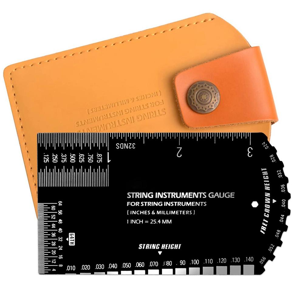 String Action Gauge Ruler Guitar Set Up Gauge Multifunctional Fret Rocker Luthier Tool With Leather Case