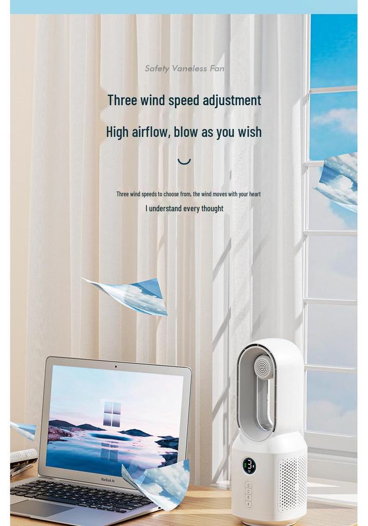 F8 Bladeless Fan & Bluetooth Speaker with Desk Lamp, USB Charging, Oscillation, Creative Design, Digital Display - 2026 Model for Home Use