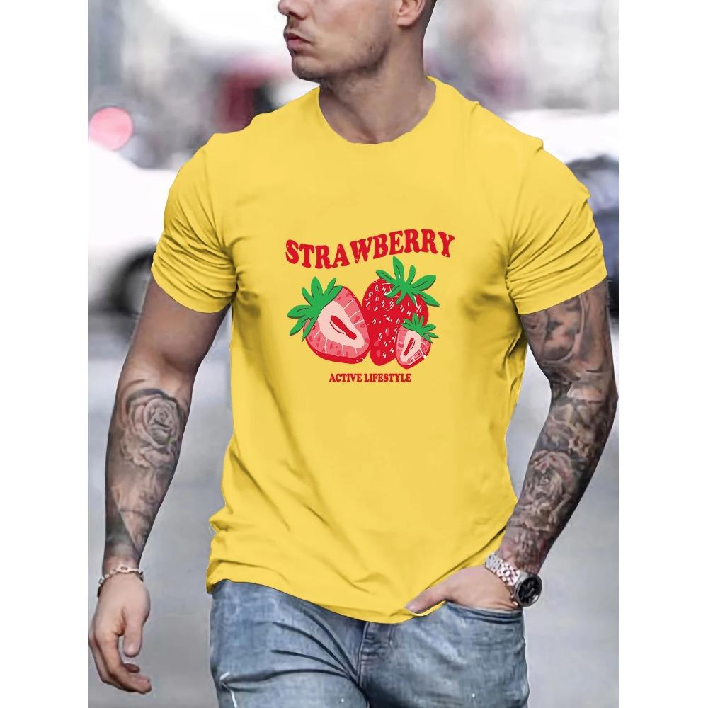 Print Mens T-Shirt Summer Breathable Casual T Shirts Trendy Crewneck New Tee Top Loose All-Match Man Streetwear