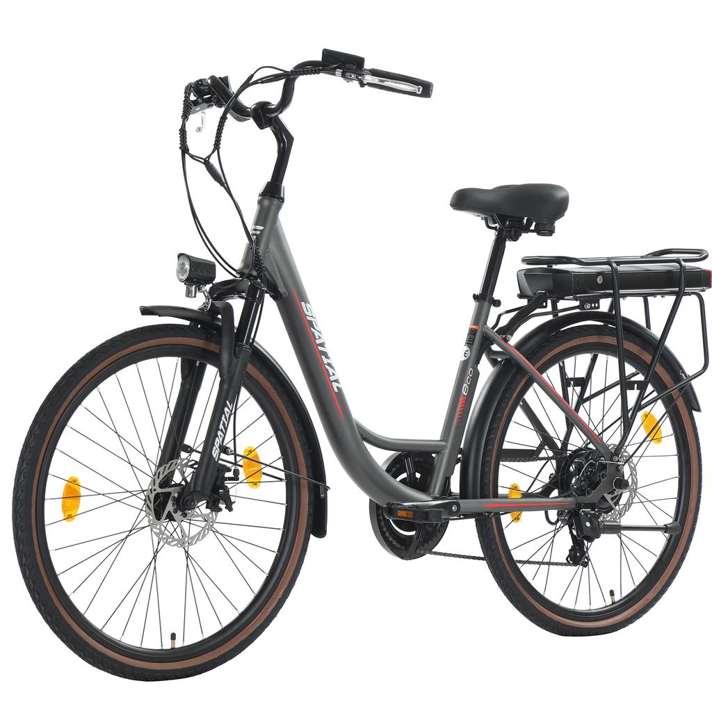 SPATIAL Shiny Electric Bicycle With TowSeat 350W Motor 36V13Ah Battery 26 Inch Tires E-Bike Outdoor Riding Electric Bike For Adult