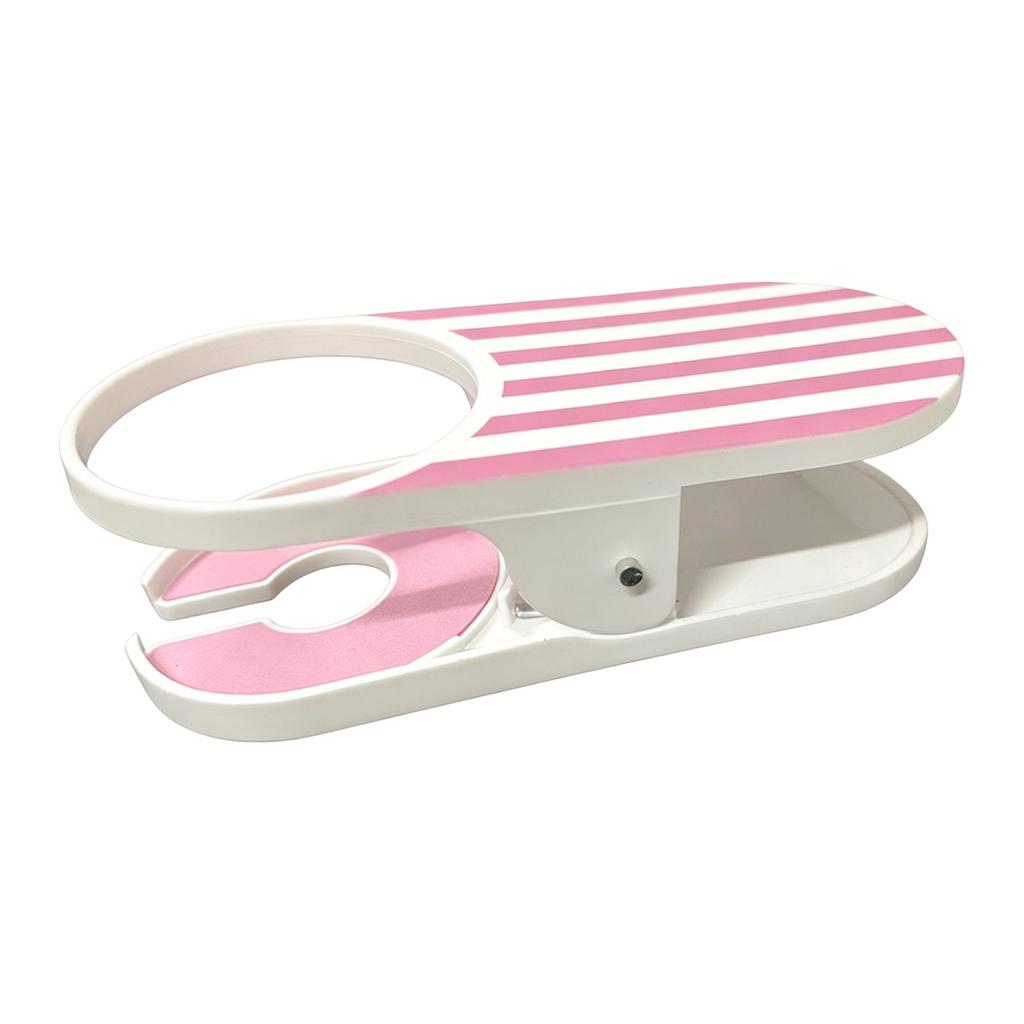 Clip On Drink Holder with Striped Design for Desk Table or Outdoor Use Securely Holds Cups Bottles or Cans with Durable Construction and Stable Grip