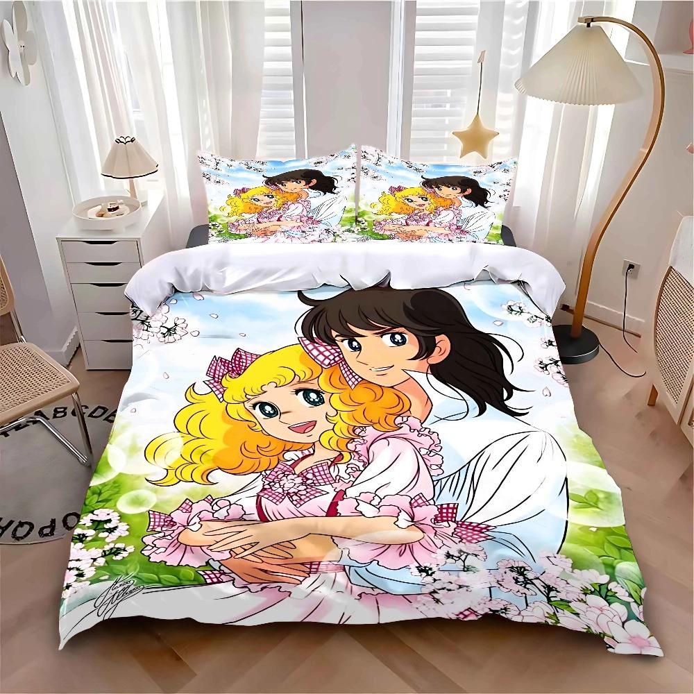 Anime Candy Candy Meisje Dekbedovertrek Kussensloop Beddengoed Set Kinderen Jongen Meisje Slaapkamer Decoratie 2/3-delige set Enkel Dubbel Grote Maat 100x135cm (2pcs)