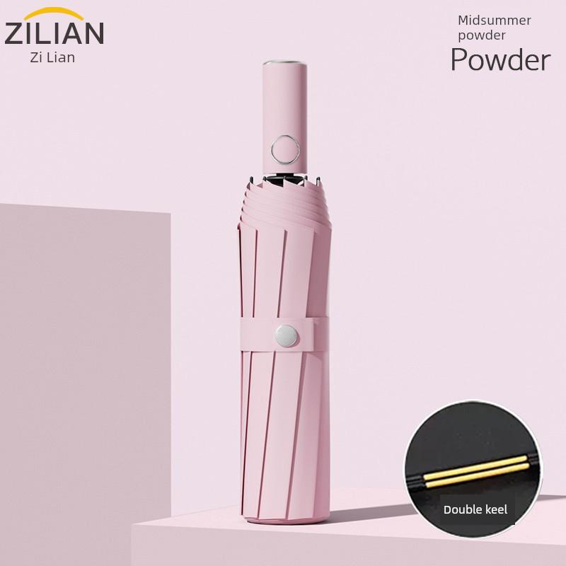 Fully Automatic Umbrella for Women, Dual-Use for Sun and Rain, Reinforced and Enlarged, Foldable, Wind-Resistant, Men's Black-Coated Sun Protection