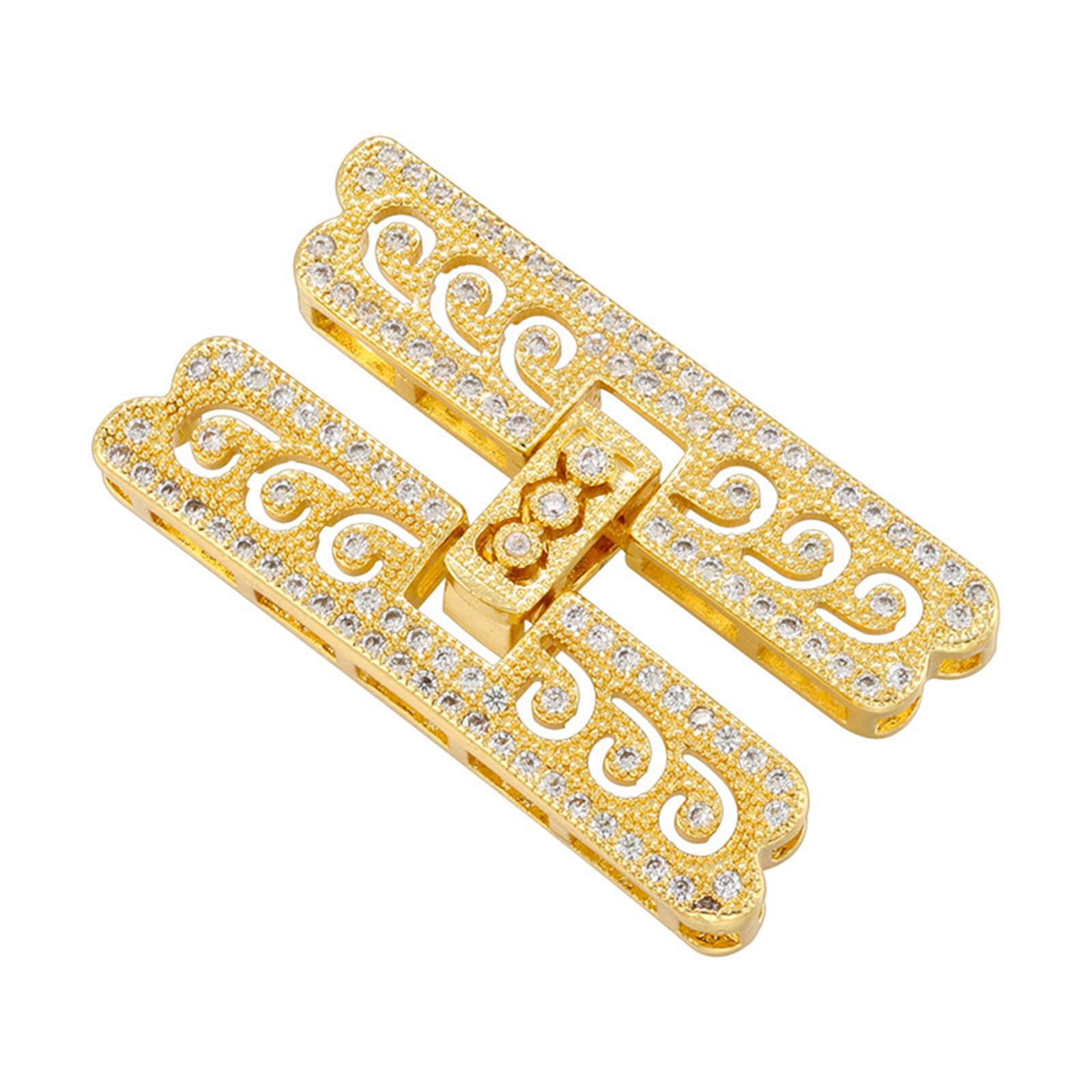 

Элегантная латунная прямоугольная застежка из циркония 18 карат с золотым покрытием для стильного жемчужного ожерелья, аксессуар для изготовления ювелирных изделий золотой