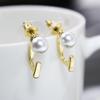Retro Creative Geometric Diamond and Pearl Stud Earrings for Women