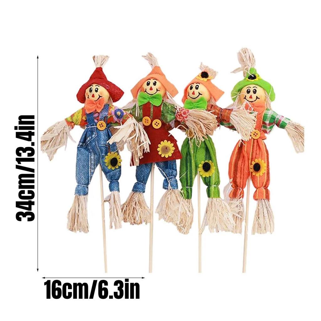 Halloween Scarecrow Decor Set Cute Farmhouse Party Props Mini Straw Man Figurines Rustic Fall Harvest Centerpiece Table Decor