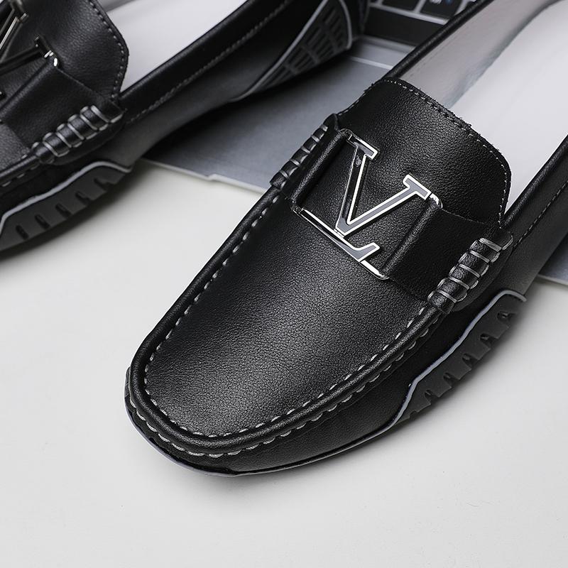 High Quality Men's Casual Leather Shoes Cowhide Loafers Soft Luxury Pea Shoes Genuine Leather Men's Flats Driving Shoes
