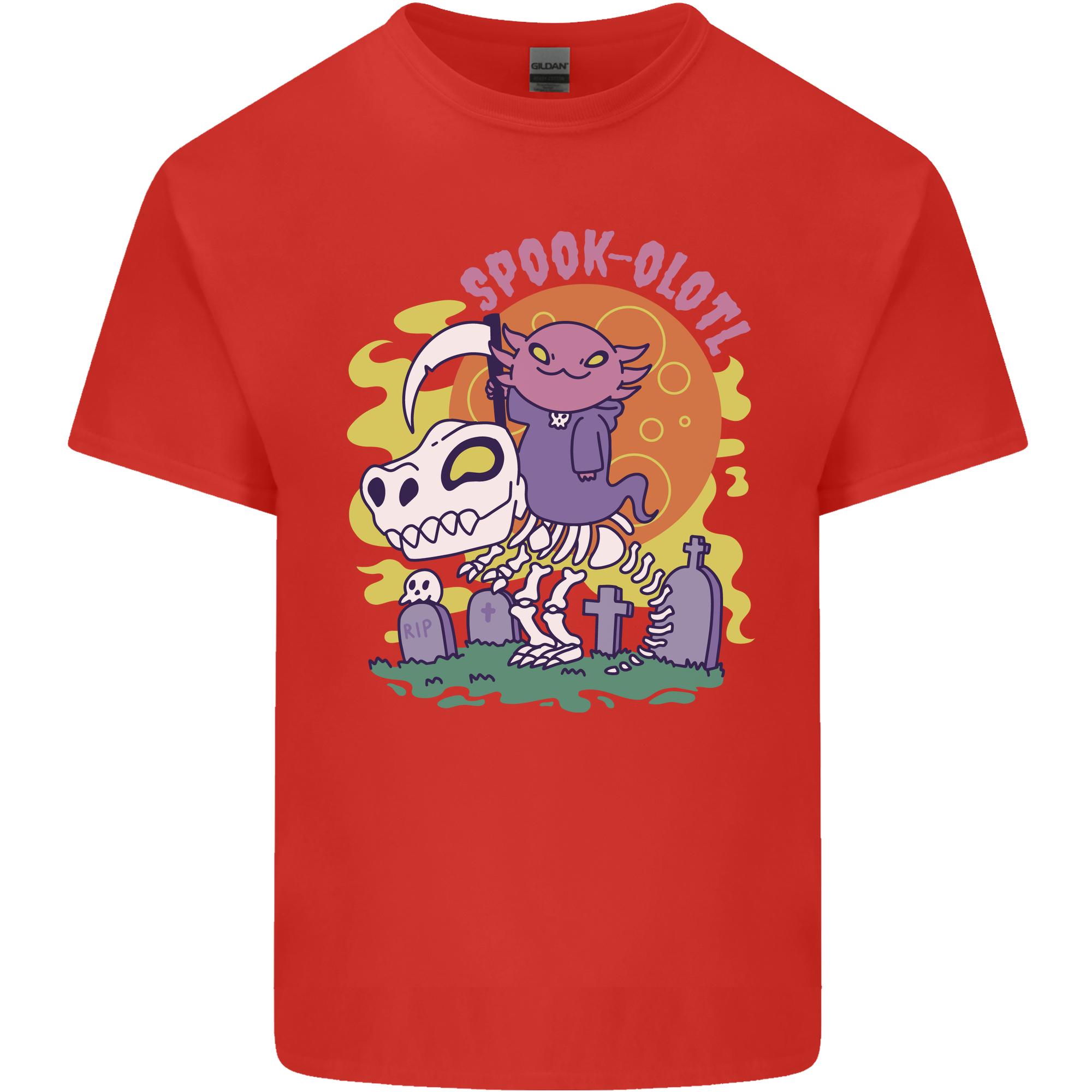 Spookolotl Funny Halloween Axolotl Grim Reaper Unisexs Light Cotton TShirt S