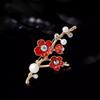 New Retro Enamel Plum Blossom Brooch Temperament Pearl Brooch Niche Pin Suit Accessories
