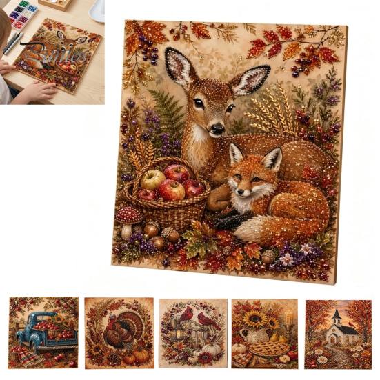 Fall Home Decor Crafts Autumn Faux Pearl Painting Kit, DIY Pumpkin Turkey Art for Adults Sunflower 3D Wall Craft Kit Handmade Set
