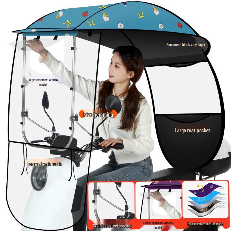 Thickened Electric Bicycle & Motorcycle Sunshade Rainproof Canopy