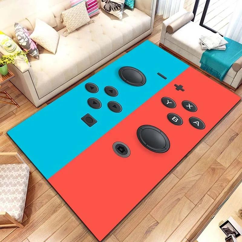 Game Controller Carpet Mat Rug Retro Gaming Home Decoration Non-slip Style Gamer Room Play Mat with ABXY Buttons Bedroom Rug