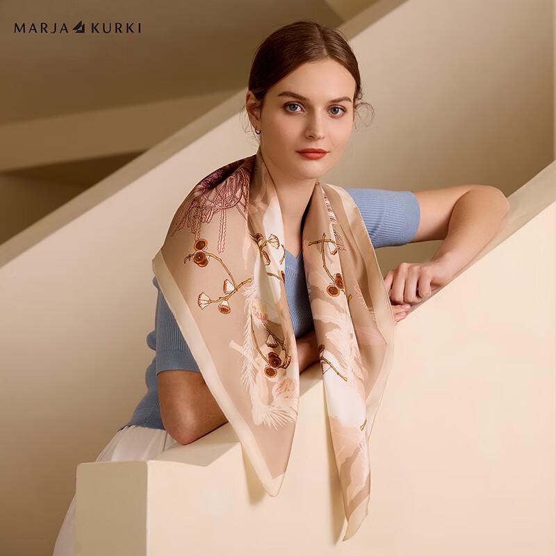 MARJA KURKI 100% Mulberry Silk Scarf 90x90cm