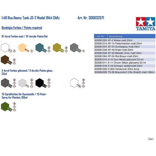 Tamiya 1/48 Military Miniature Series No. 71 Soviet Army Heavy Tank JS-2 1944 ChKZ Plastic Model 32571